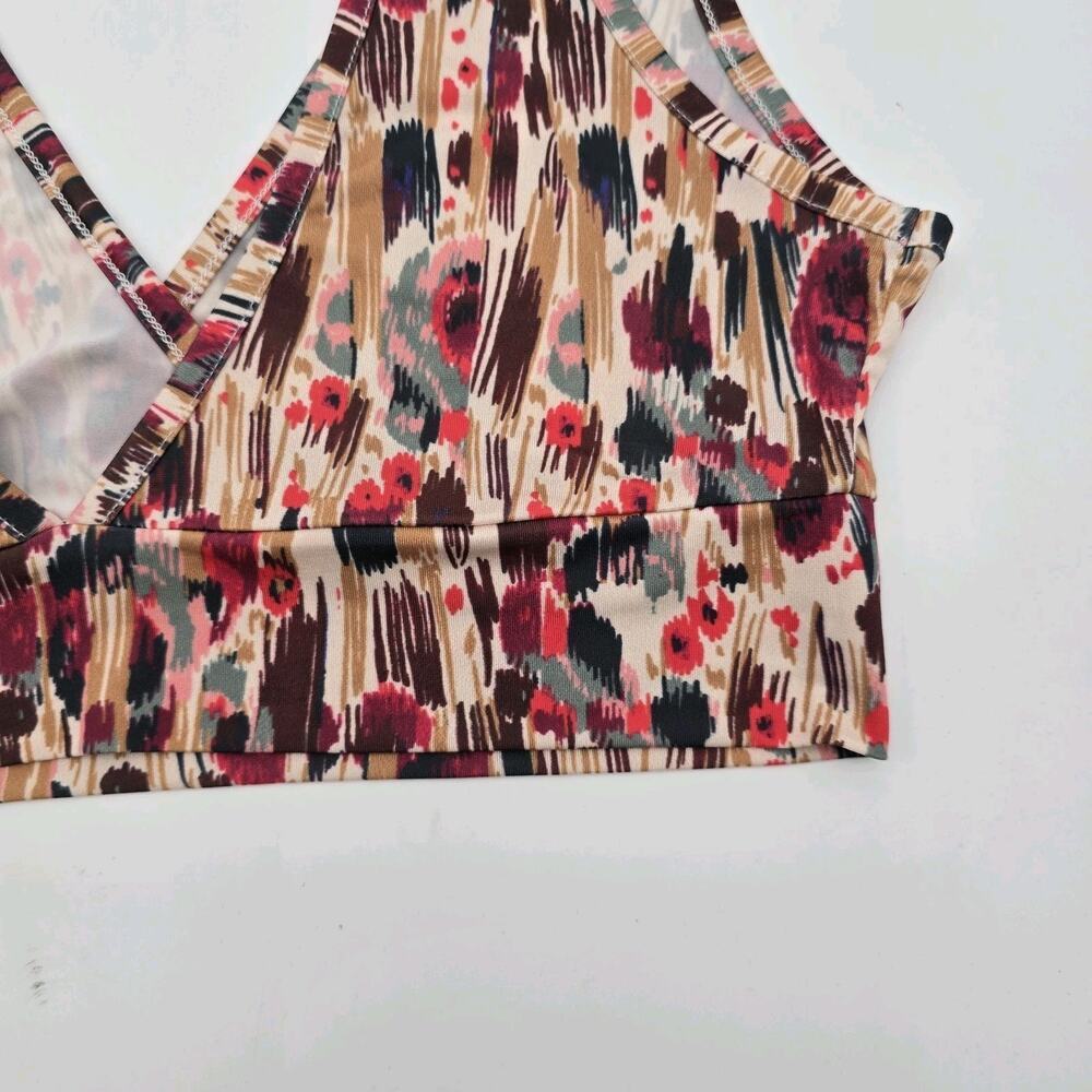 Anthropologie Bra Womens Small Medium Pink Beige Red Abstract Print - Picture 7 of 9